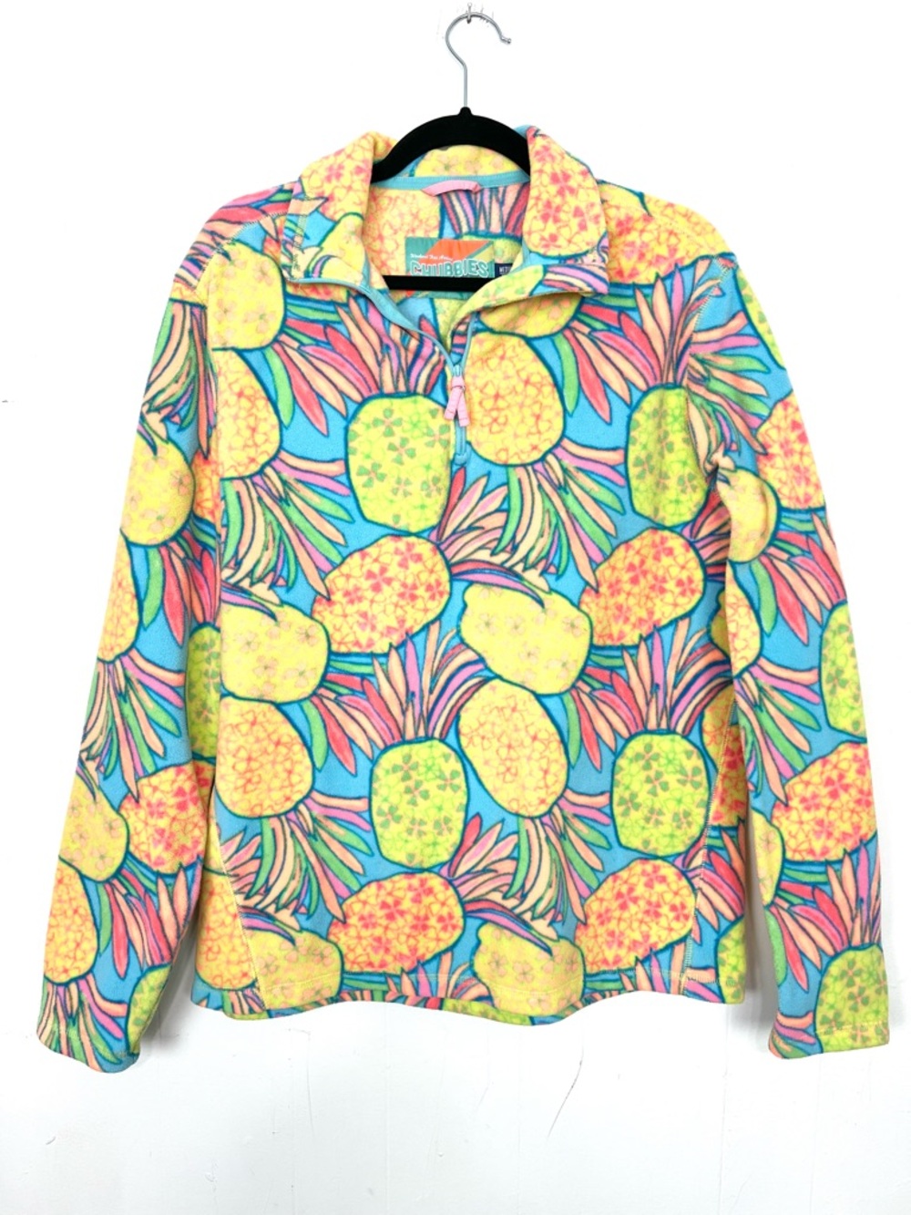 Chubbies Colorful Pineapples Quarter Zip Sweatshirt Fleece Men's Size Medium
